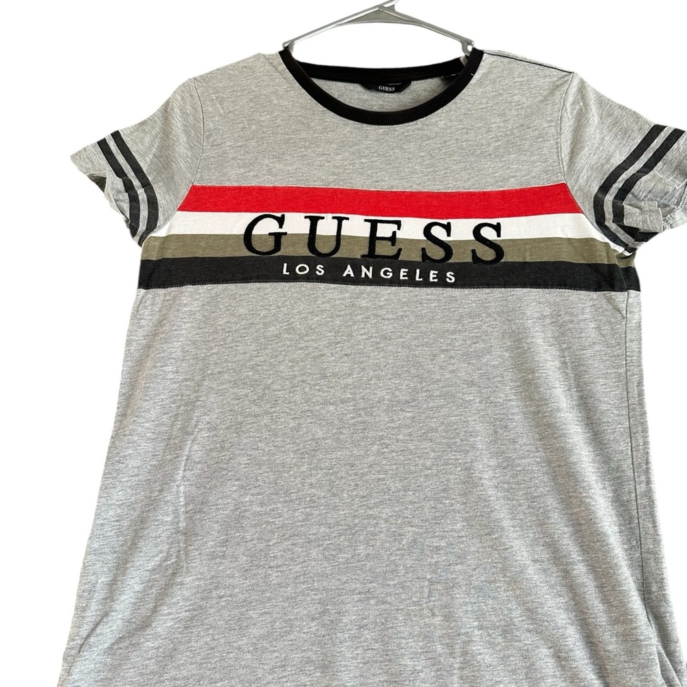 Guess BOYS GRAY STRIPED LOS ANGELES SHORT SLEEVE T-SHIRT SZ 16 - Picture 2 of 11
